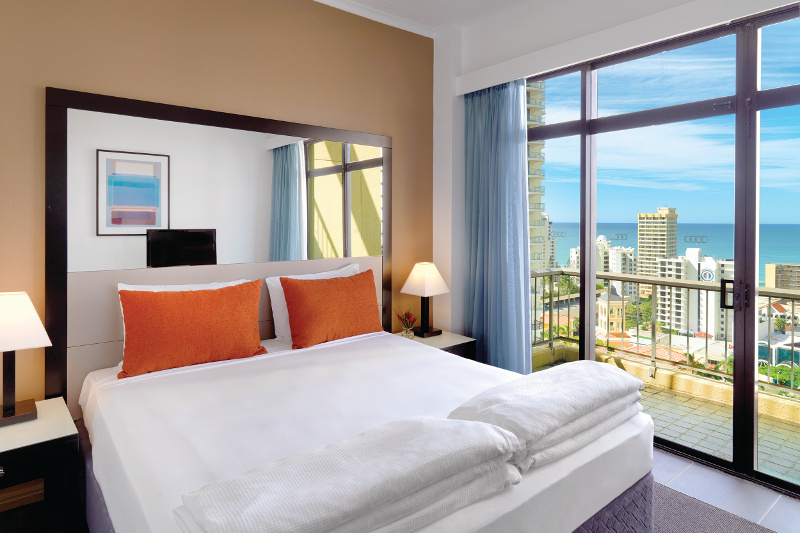 The interior of a room at the Vibe Hotel