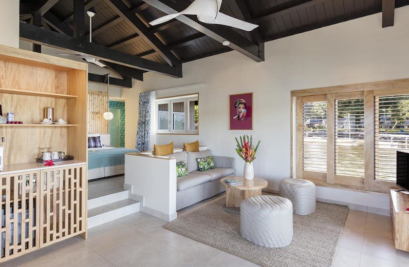 inside the newly refurbished overwater villas at the Warwick Le Lagoon