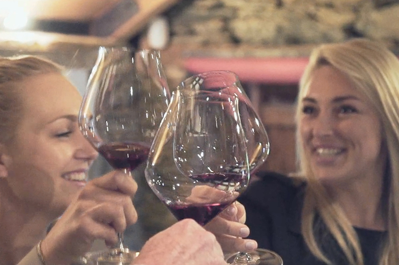 Greer and Catriona from the 48 Hour Destination at wet jacket winery