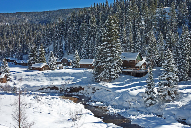 A ghost town in winter - Dunton Hot Springs, USA.