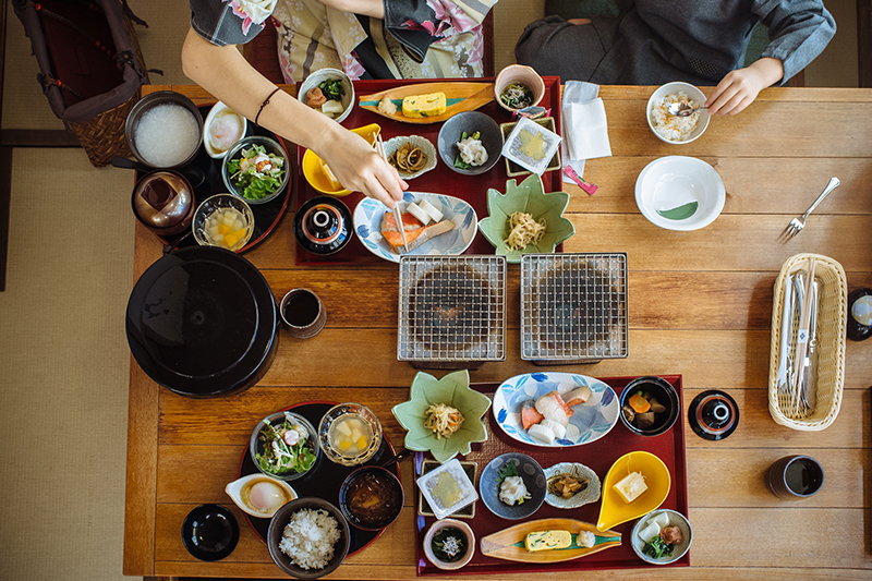 A Japanese breakfast spread.