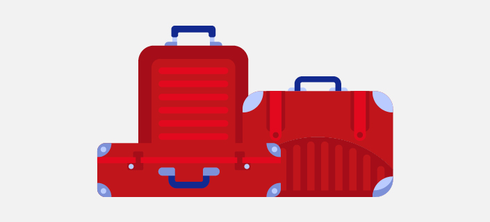 illustrated three 32kg suitcases
