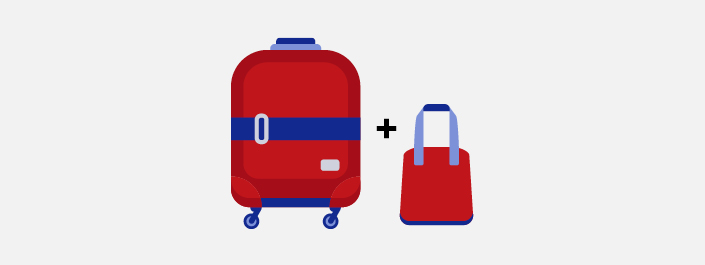 Baggage allowance carry on illustration - suitcase plus handbag