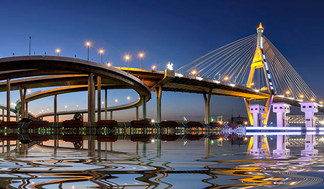 Mega Bridge,at dusk in Thailand